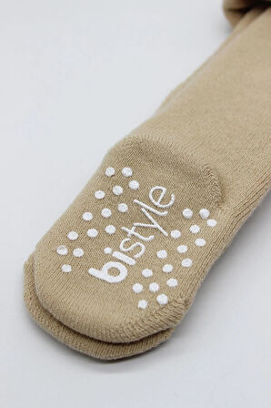 Tekli Kaymaz Mix Havlu Külotlu Çorap 50501 Bej