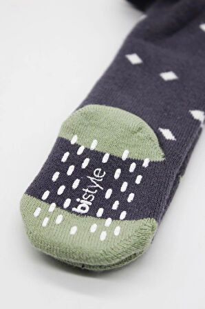 Bistyle Tekli Puan Kaymaz Havlu Külotlu Çorap Bs50502 Antrasit