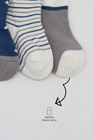 3'lü Penye Erkek Soket Çorap Bs10111 İndigo