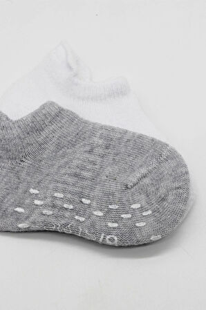 Bistyle 2'li Sneakers Kaymaz Basic Penye Çorap Bs20103 Gri Beyaz