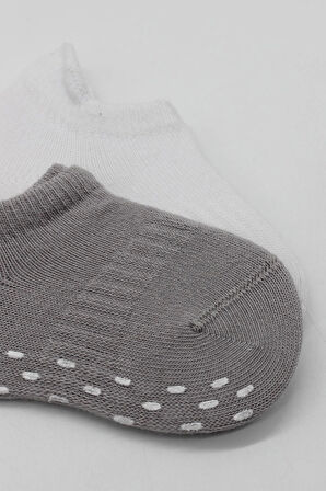 Bistyle 2'li Sneakers Kaymaz Colours Penye Çorap Bs20104 Gri Beyaz