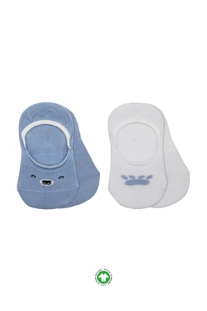 Bistyle 2'li Babet Cute Face Penye Çorap Bs30103 Mavi-beyaz