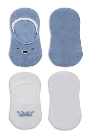 Bistyle 2'li Babet Cute Face Penye Çorap Bs30103 Mavi-beyaz