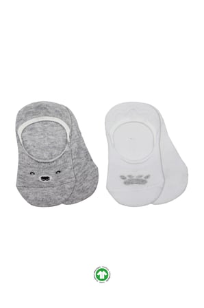 Bistyle 2'li Babet Cute Face Penye Çorap Bs30103 Gri Beyaz