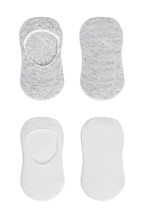 Bistyle 2'li Penye Babet Silikonlu Basic Çorap 30104 Gri Beyaz