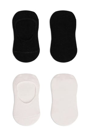 Bistyle 2'Li Penye Babet Silikonlu Basic Çorap 30104 Siyah Ekru