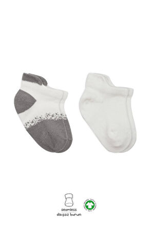 Bistyle 2'li Penye Sneakers Çorap Bs20105 Ekru Gri