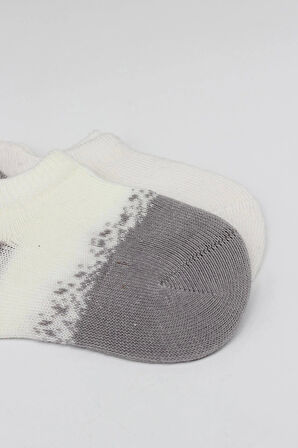 Bistyle 2'li Penye Sneakers Çorap Bs20105 Ekru Gri