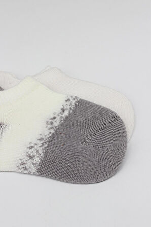 Bistyle 2Li Penye Sneakers Çorap 20105 Ekru Gri