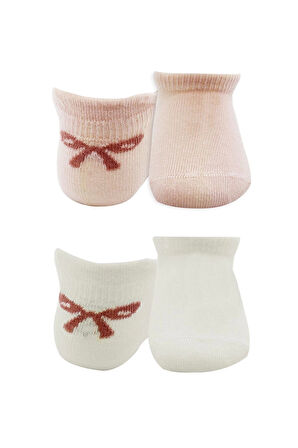 Bistyle 2'li Sneakers Smile Penye Çorap Bs20106 Pembe Ekru