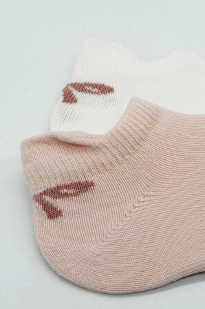 Bistyle 2'li Sneakers Smile Penye Çorap Bs20106 Pembe Ekru