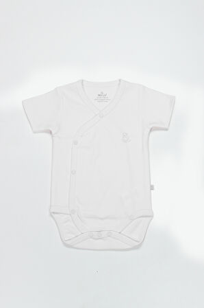 Bistyle Organik Natural Basic Style Kruvaze Yarım Kol Body BS17101 Beyaz