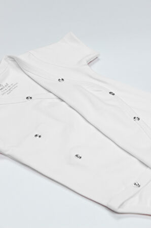 Bistyle Organik Natural Basic Style Kruvaze Yarım Kol Body BS17101 Beyaz