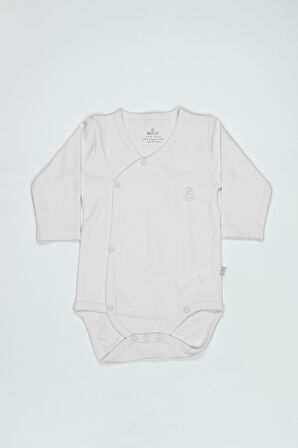 Bistyle Organik Natural Basic Style Kruvaze Uzun Kol Body BS17102 Beyaz