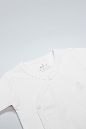 Bistyle Organik Natural Basic Style Kruvaze Uzun Kol Body BS17102 Beyaz