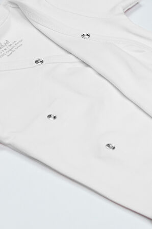 Bistyle Organik Natural Basic Style Kruvaze Uzun Kol Body BS17102 Beyaz