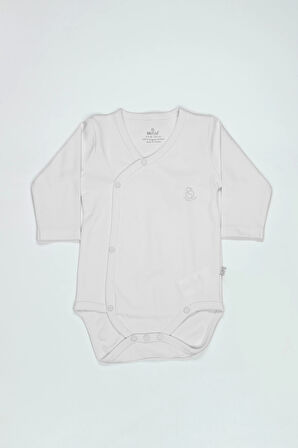 Bistyle Organik Natural Basic Style Kruvaze Uzun Kol Body Bs17102 Beyaz