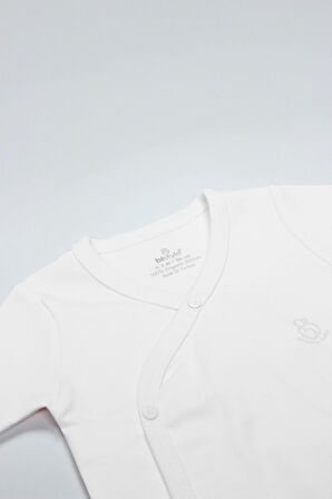 Bistyle Organik Natural Basic Style Kruvaze Uzun Kol Body Bs17102 Beyaz