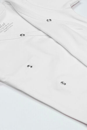 Bistyle Organik Natural Basic Style Kruvaze Uzun Kol Body Bs17102 Beyaz