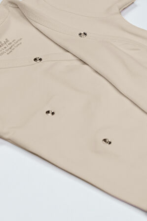 Bistyle Organik Natural Basic Style Kruvaze Uzun Kol Body BS17102 Bej