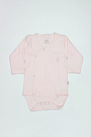 Bistyle Organik Natural Basic Style Kruvaze Uzun Kol Body Bs17102 Pembe