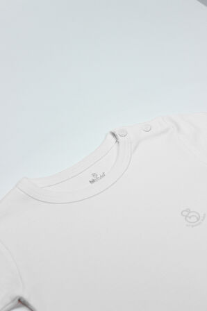 Bistyle Organik Natural Basic Style Yarım Kol Body BS17103 Beyaz