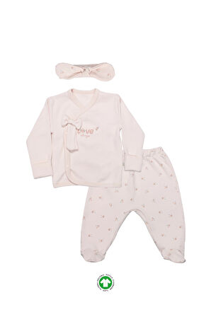Bistyle 3lü Zıbın Takım Grow İn Love 13102 Pembe Ekru