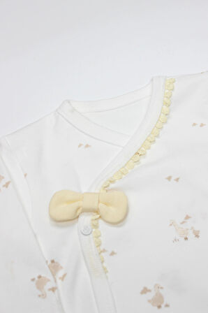 Bistyle 3'lü Zıbın Takım Welcome Baby Duck 13104 Sarı-ekru