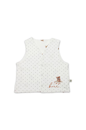 Bistyle I Am So Bear Çift Taraflı Bebe Yelek 18103 Bej Ekru