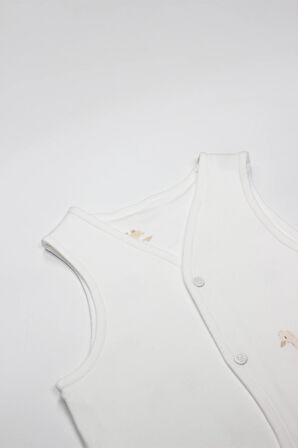 Bistyle Yelek Çift Taraflı Welcome Baby Duck 18104 Sarı-ekru