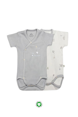 Bistyle Flying Elephant 2'li Yarım Kol Badi 17117 Ekru Gri