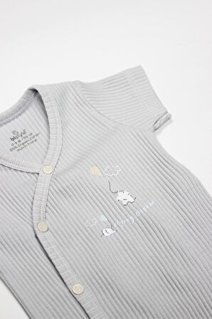 Bistyle Flying Elephant 2'li Yarım Kol Badi 17117 Ekru Gri