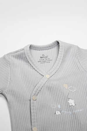 Bistyle Flying Elephant 2'li Yarım Kol Badi 17117 Ekru Gri