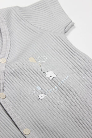 Bistyle Flying Elephant 2'li Yarım Kol Badi 17117 Ekru Gri