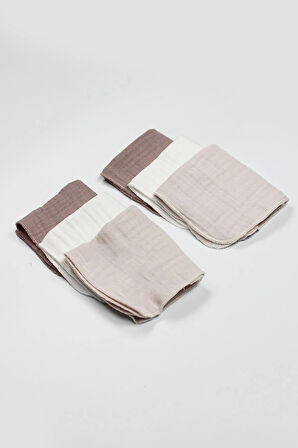 Bistyle 6'lı Müslin Mendil 20x20 Cm 90106 Taş Ekru Antrasit
