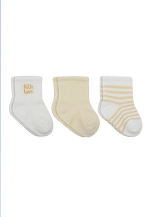 Bistyle Soket Çorap Penye 3lü Little Love Girl Ekru Natural