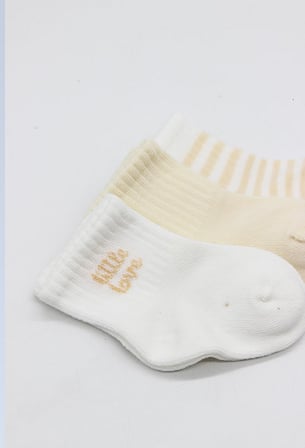 Bistyle Soket Çorap Penye 3lü Little Love Girl Ekru Natural