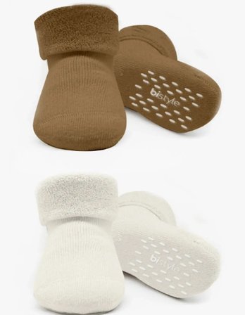 Bistyle Çorap Soket Havlu 2li Kaymaz Basic Boy Kahverengi - Natural 24-36