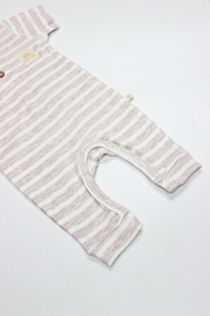 Bistyle Line Colors Yarım Kol Patiksiz Tulum 15126 Bej