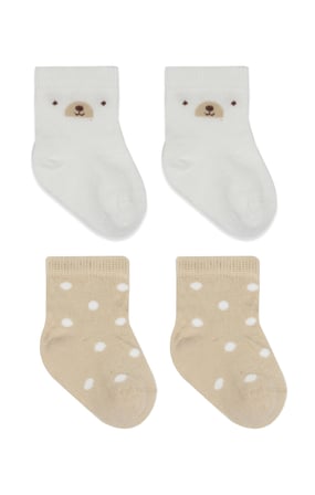 Bistyle So Bear Penye Soket Çorap 2li 10142 Ekru Bej