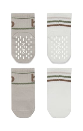 Bistyle Penye Kaymaz Soket Çorap 2li 10144 Taş Ekru
