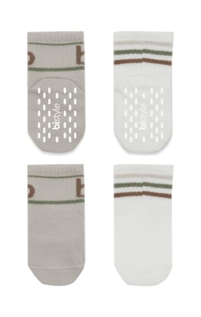 Bistyle Penye Kaymaz Soket Çorap 2Li 10144 Taş Ekru