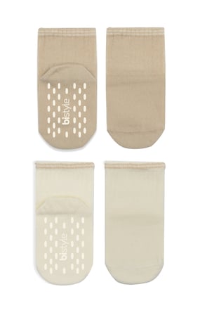Bistyle Çemberli Basic Penye Kaymaz Soket Çorap 2li 10146 Bej