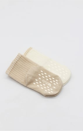 Bistyle Çemberli Basic Penye Kaymaz Soket Çorap 2li 10146 Bej