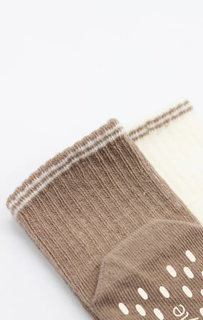 Bistyle Çemberli Basic Penye Kaymaz Soket Çorap 2li 10146 Kahve