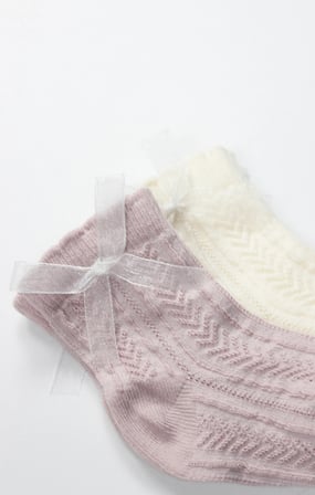 Bistyle Fiyonklu Penye Soket Çorap 2li 10149 Lila