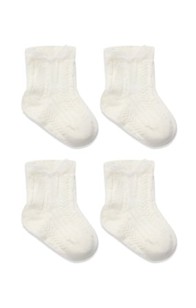 Bistyle Fiyonklu Penye Soket Çorap 2li 10150 Ekru