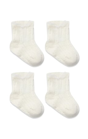 Bistyle Fiyonklu Penye Soket Çorap 2Li 10150 Ekru