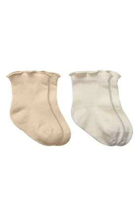 Bistyle 2li̇ Penye Soket Çorap Aksesuarlı Cute Ruffle 10153 Bej