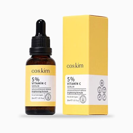 5% C Vitamini Leke Giderici Ve Aydınlatıcı, Antioksidan Cilt Bakım Serumu 5% Vitamin C Serum 30ml